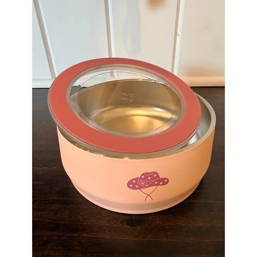 Stanley 24 oz Dog Bowl Pink Cowgirl Cowboy Hat Stainless Steel Pet Bowl NWOT